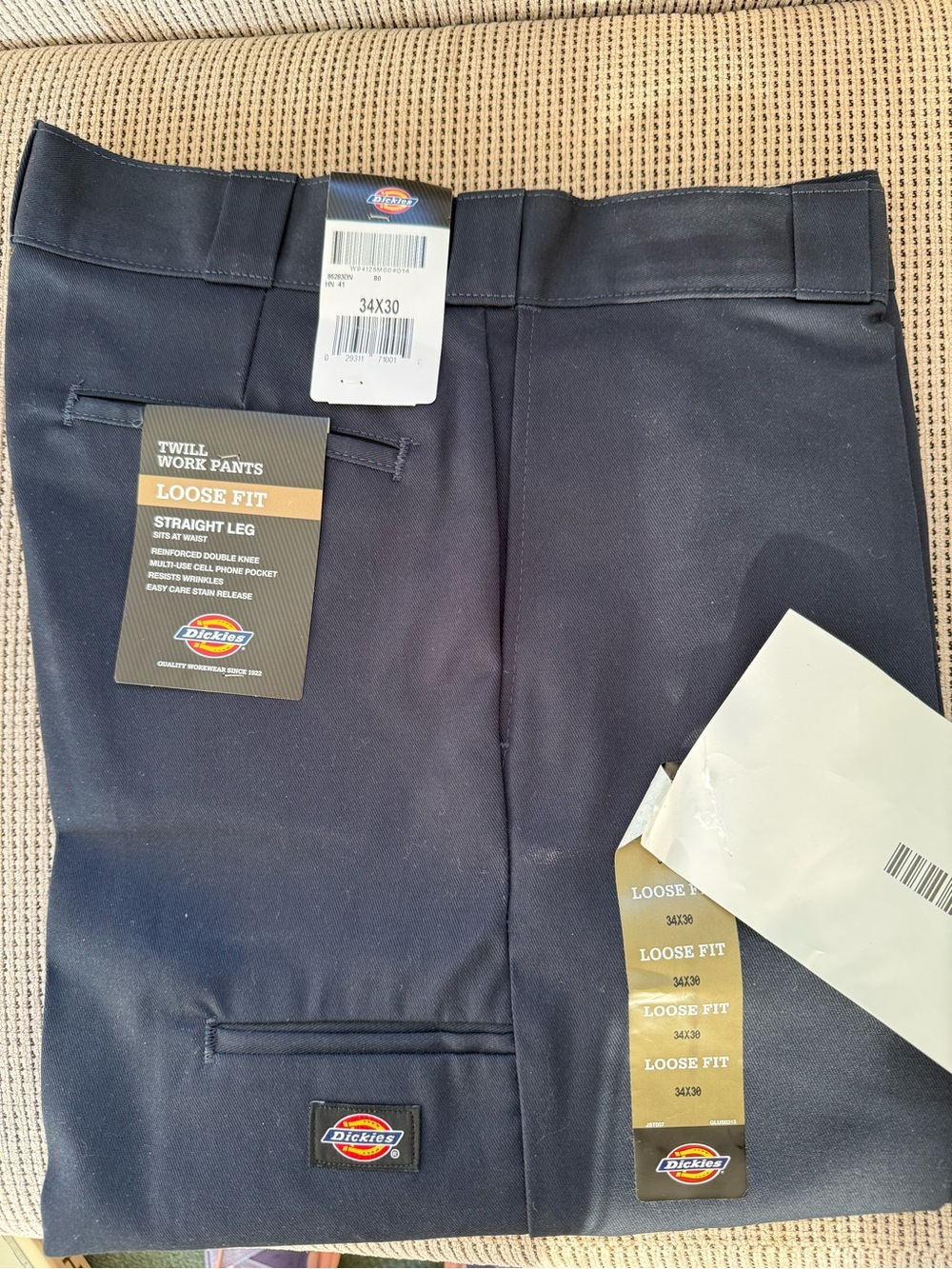 Dickies Navy Blue Twill Reinforced-Knee Work Pants